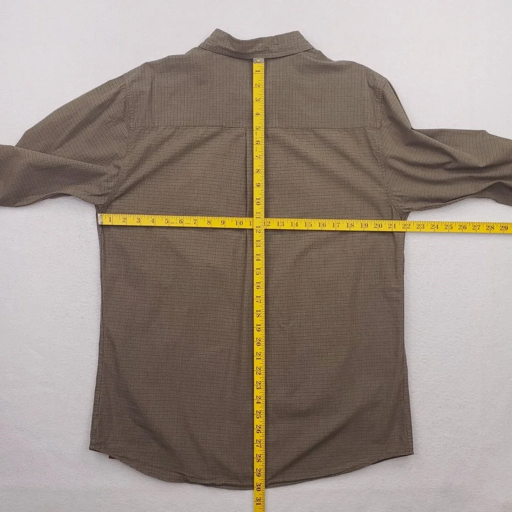 North Face Shirt Mens Large Green Check Plaid Button Up Outdoor Camp Cabin Hike